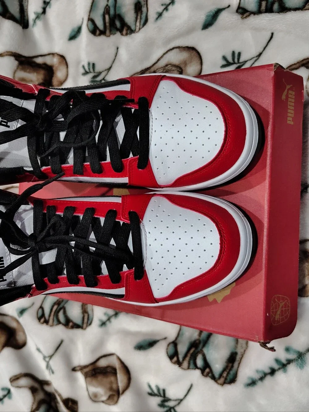 PUMA Rebound V6 Red, Black & White High-Top Sneakers